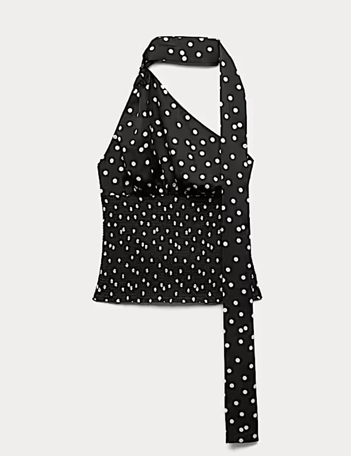 Řasený saténový top s ozdobnou šálou, Marks&Spencer, 1299 Kč