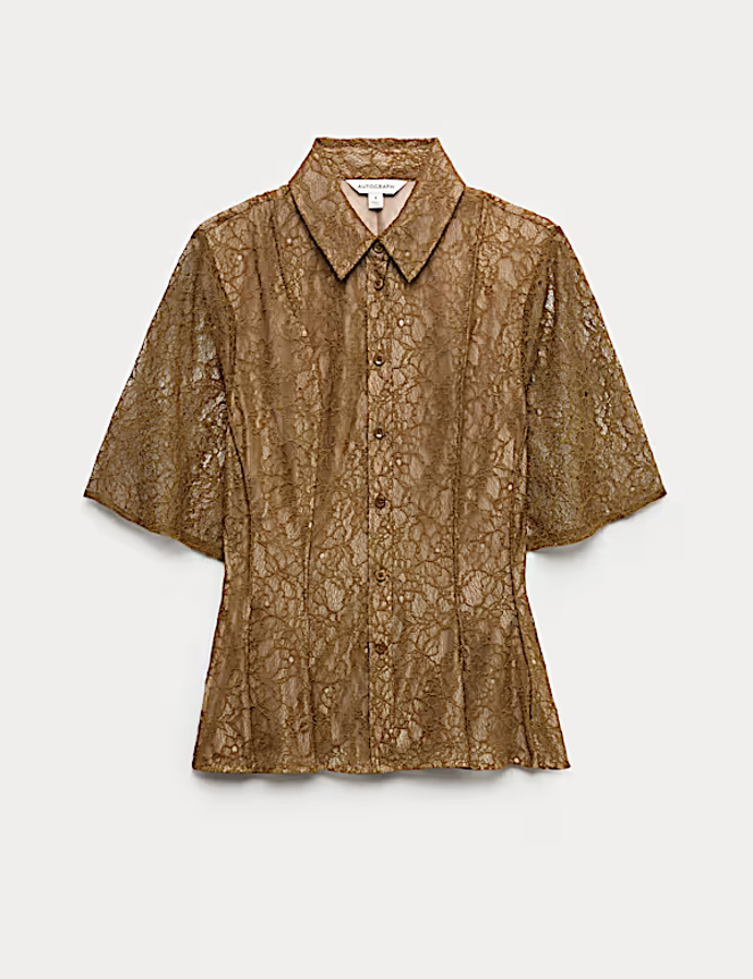 Košile se zvýrazněným pasem a krajkovým výstřihem, Marks&Spencer, 2399 Kč