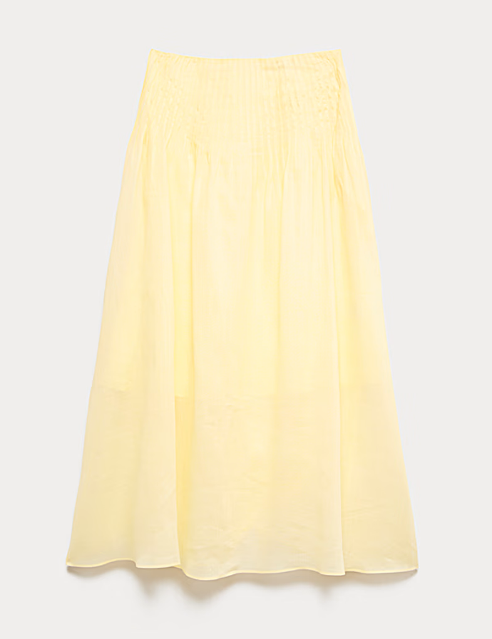 Maxi sukně áčkového střihu se sámky z čisté ramie, Marks&Spencer, 2799 Kč