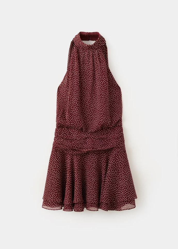 Šaty s výstřihem halter a puntíky, Mango, 1299 Kč