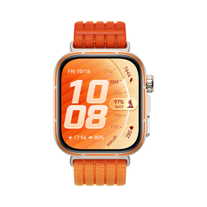 Chytré hodinky Huawei Watch Fit 5 Pro seženete ve třech barevných variantách. My testovali tu nejoriginálnější a nejsportovnější - odvážnou oranžovou s páskem na suchý zip.