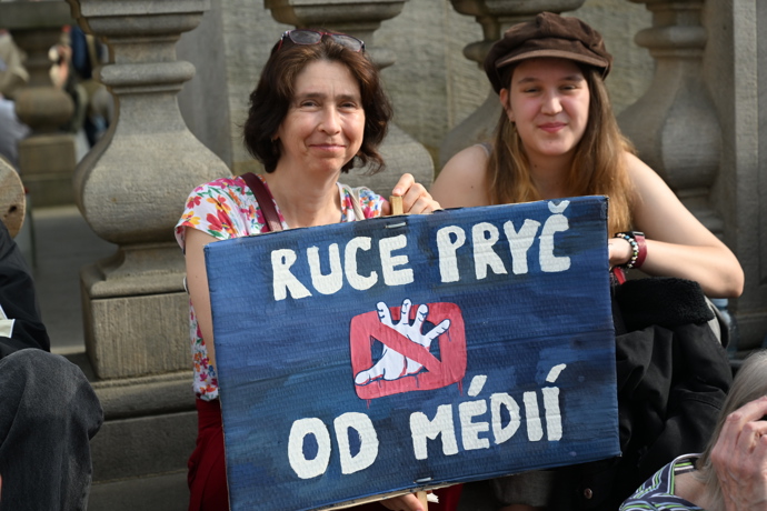 Demonstrace za ochranu veřejnoprávních médií.