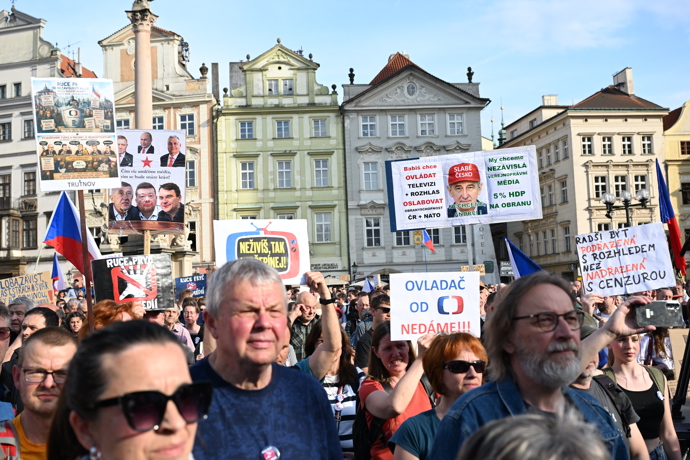 Demonstrace za nezávislost médií. 