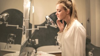 Woman in bathroom