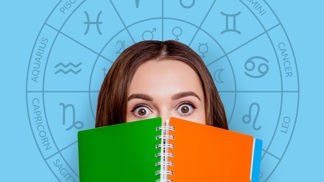 žena, astrologie, oči, sešit