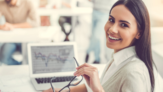 working happy woman