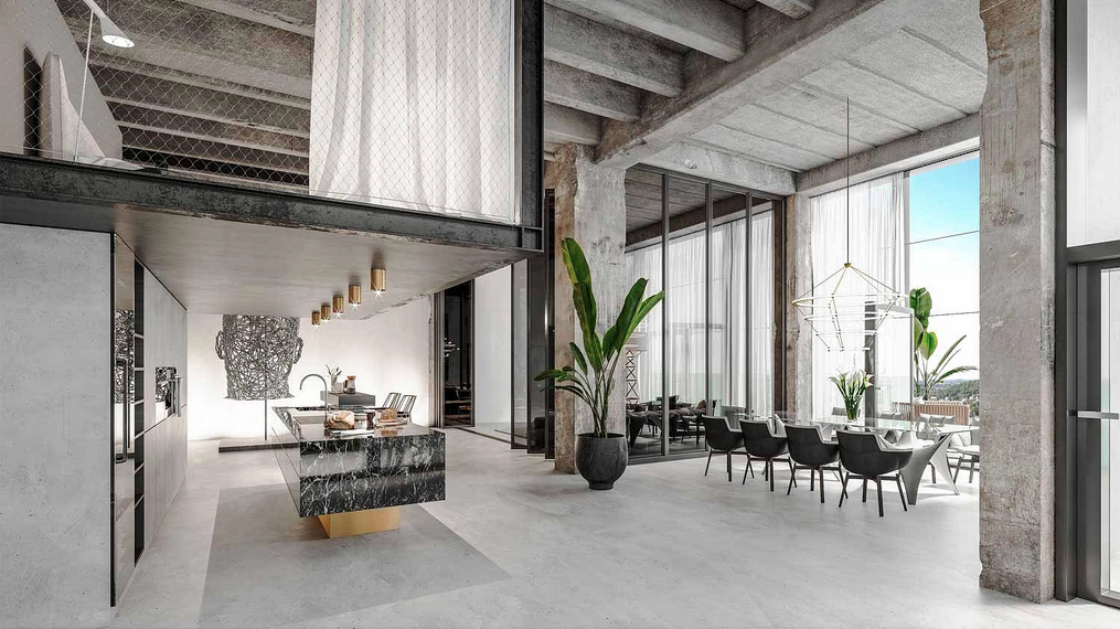 Pražský loftový byt se střešní terasou připomíná newyorské luxusní penthousy