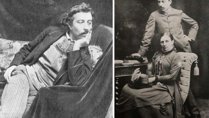 Paul Gauguin s manželkou. PO rozvodu se propadl až na dno a žil na Tahiti.

