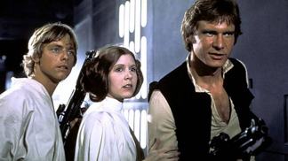 Mark Hamill, Carrie Fisher a Harrison Ford ve filmu Star Wars: Epizoda IV.