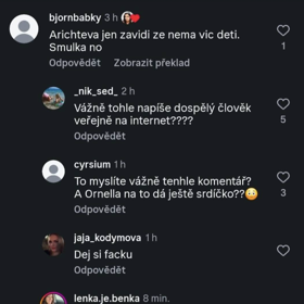 Ornella Koktová lajkla velmi nechutný komentář.