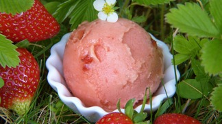 Jahodová zmrzlina.
