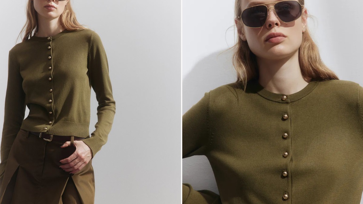Pletený propínací svetr, H&M, 479 Kč