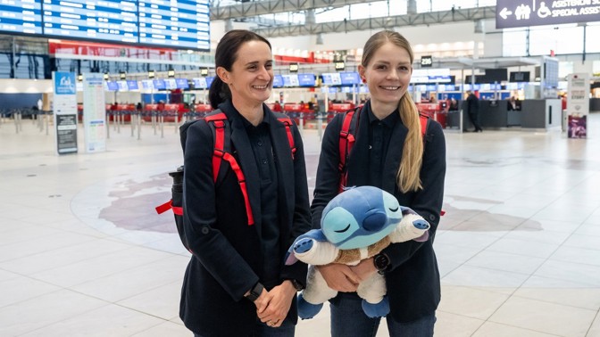 Martina s partnerkou Nikolou před odletem na olympiádu
