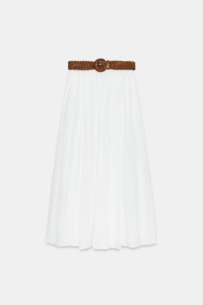 Bavlněná midi sukně s páskem, Zara, 1199 Kč
