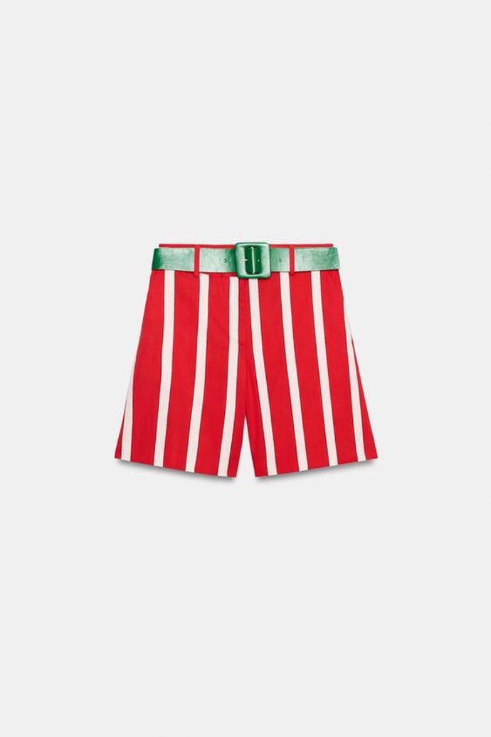 Bermudy s pruhy a páskem, Zara, 799 Kč