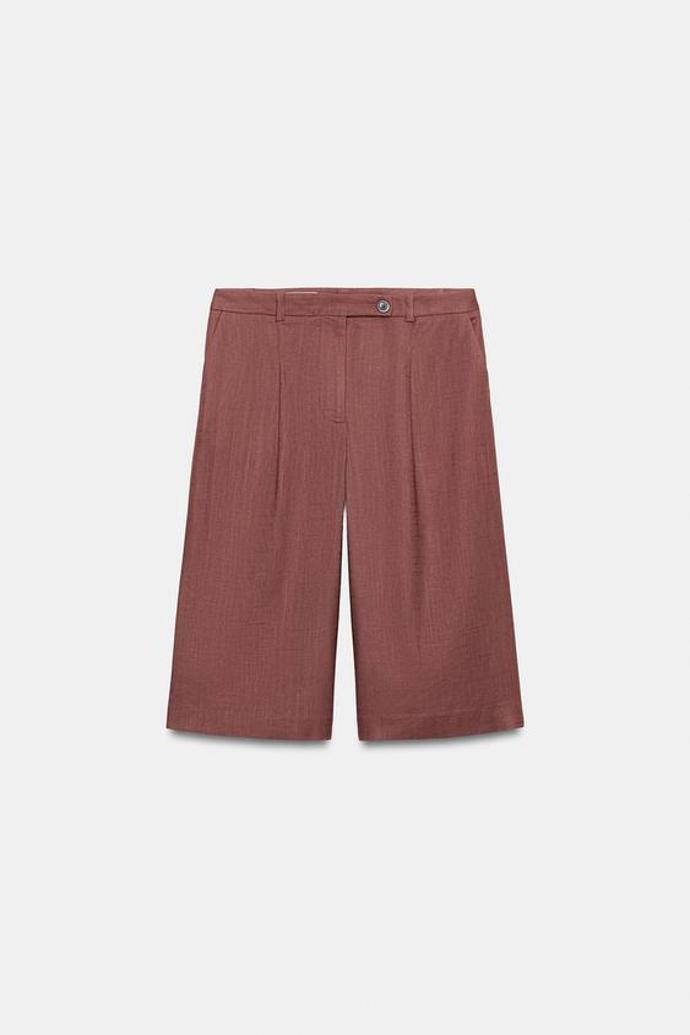 Dlouhé bermudy ze lněné směsi, Zara, 799 Kč