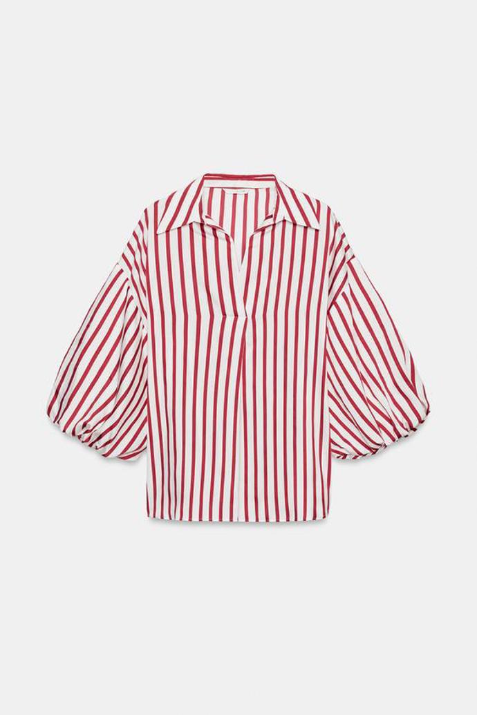 Košile s proužky a balonovými rukávy, Zara, 799 Kč