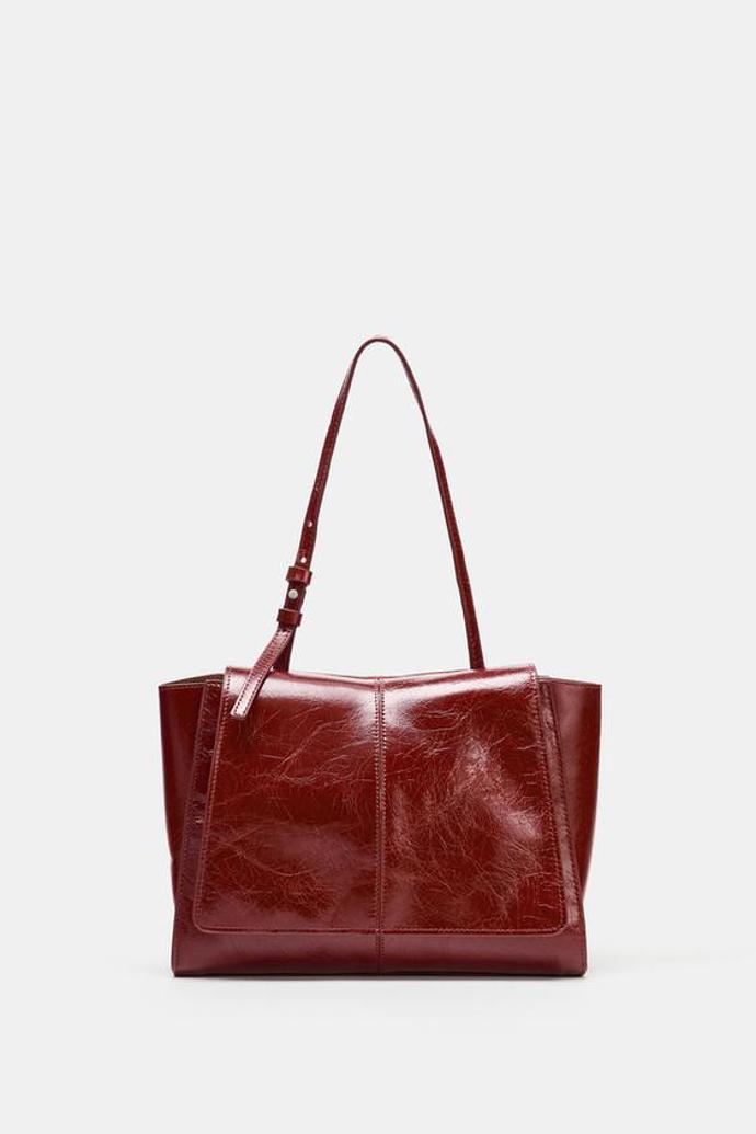 Mini kožená kabelka shopper s dvojitou kapsou, Zara, 2999 Kč