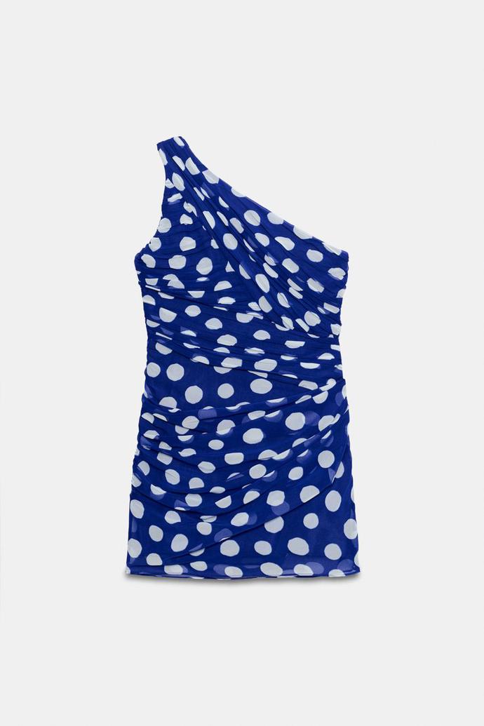 Mini šaty s puntíky a řasením, Zara, 1199 Kč