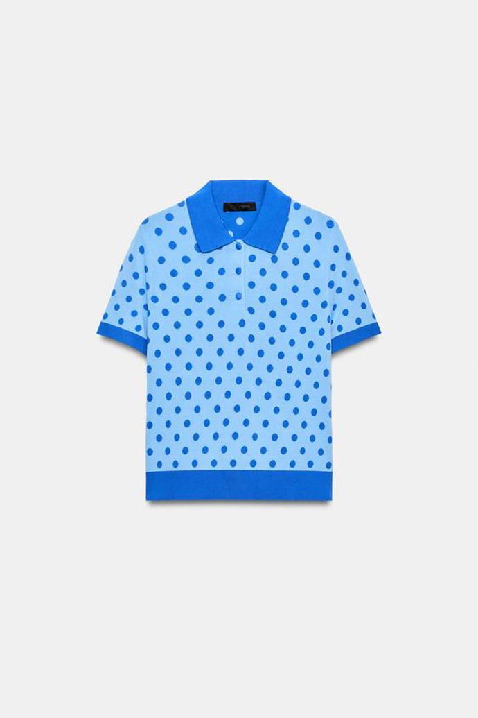 Puntíkovaná úpletová polokošile, Zara, 649 Kč