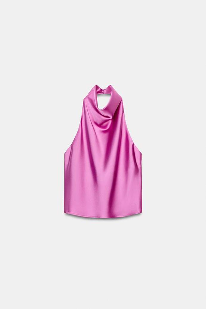 Saténový top halter, Zara, 549 Kč
