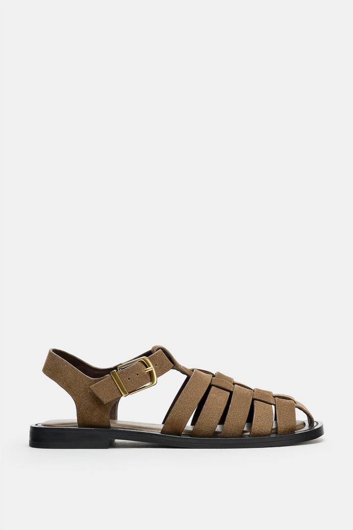 Semišové páskové sandály, Zara, 1599 Kč