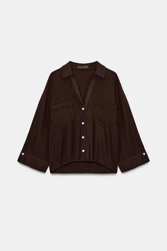 Splývavá košile ze lněné směsi, Zara, 649 Kč