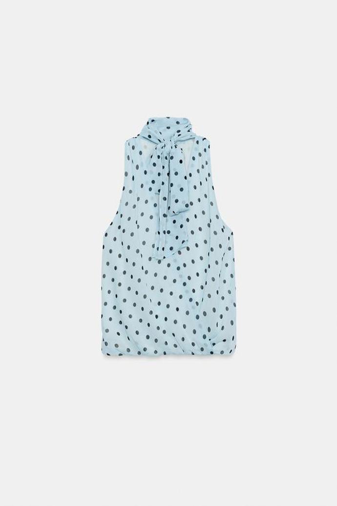 Top s puntíky a vázačkou, Zara, 649 Kč