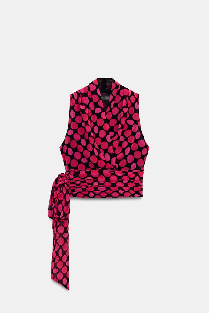 Top s puntíky a vázačkou, Zara, 699 Kč