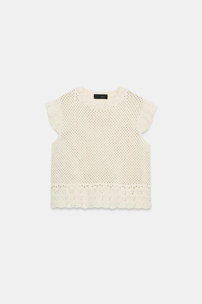 Top z dírkatého úpletu, Zara, 649 Kč