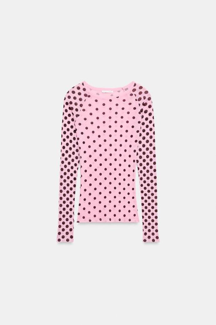 Top s dlouhým rukávem a puntíky, Zara, 499 Kč