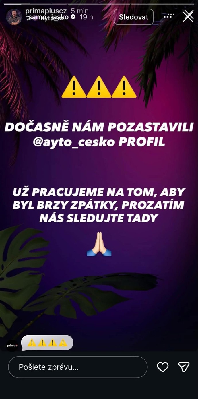 Samuel Jaško na svém instagramu o všem informoval.