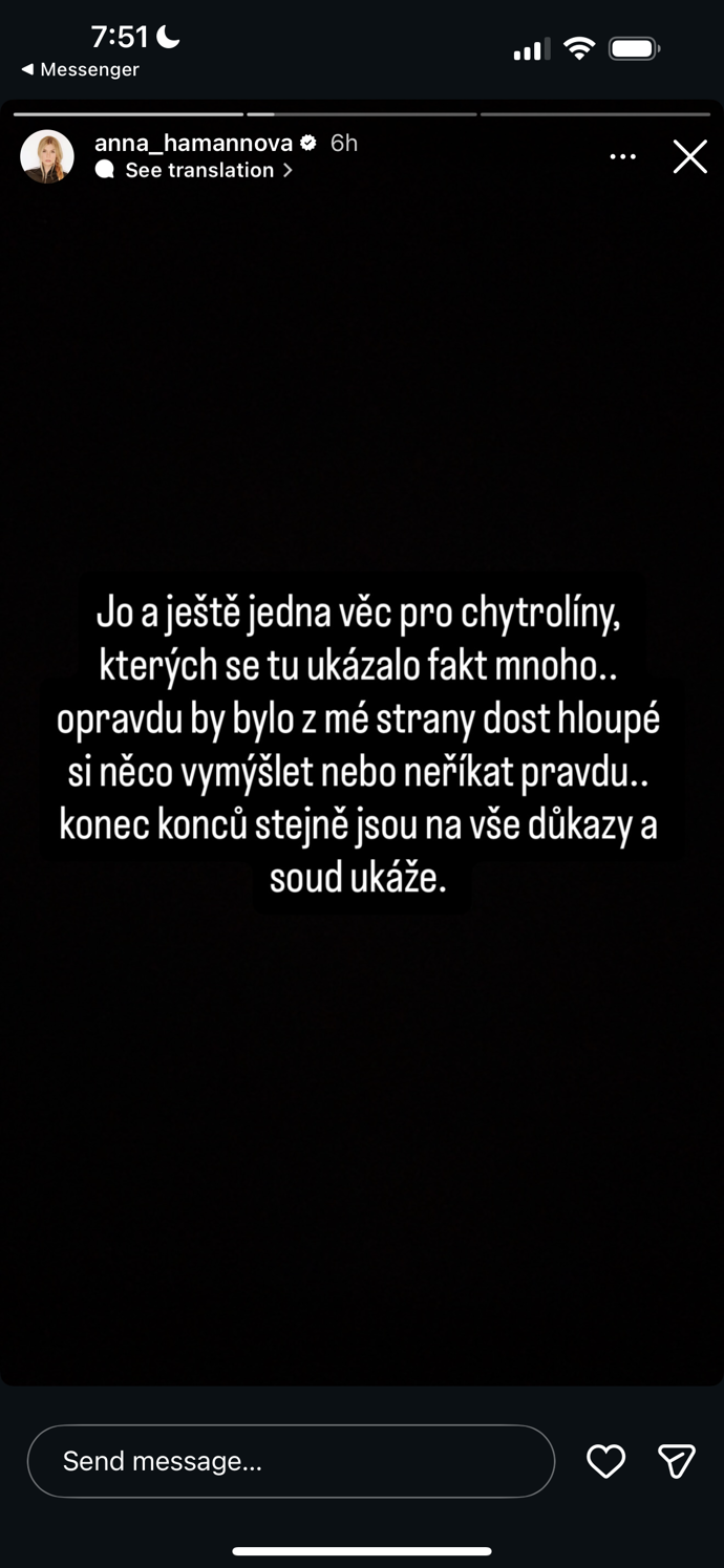 Vyjádření Anny Hamannové ke kauze s Xholakys.
