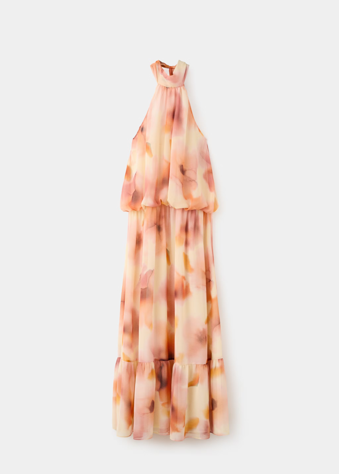 Šaty s potiskem a výstřihem halter, Mango, 2999 Kč