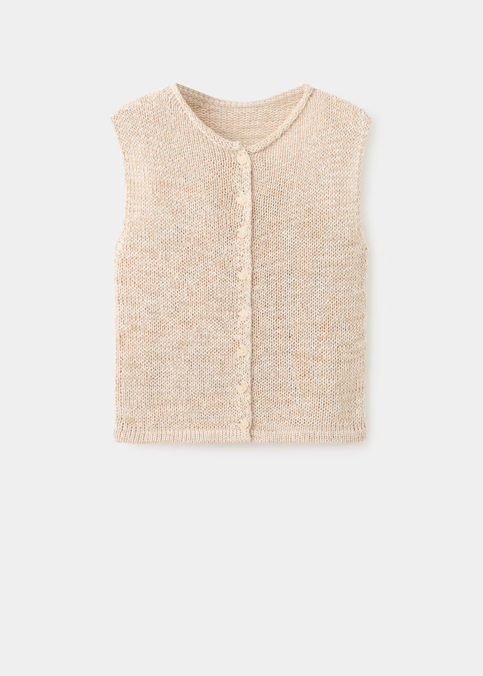 Žíhaná úpletová vesta s knoflíky, Mango, 899 Kč