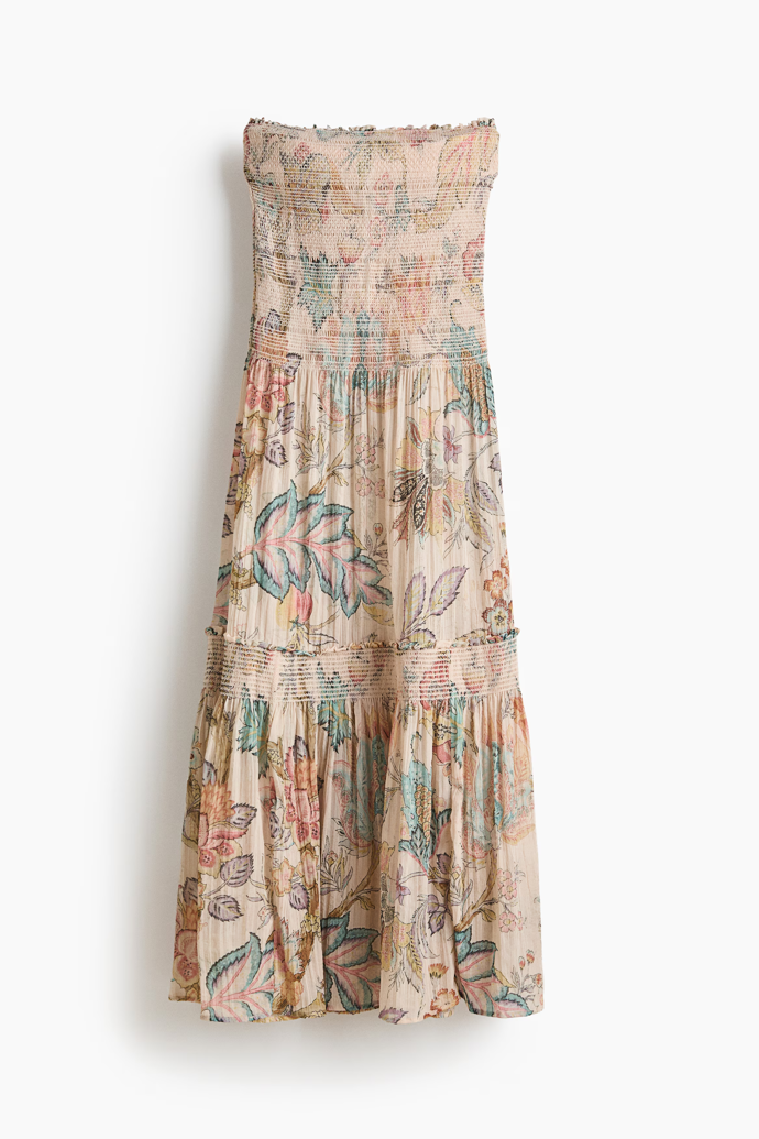 Šaty bez ramínek s žabkováním, H&M, 1099 Kč