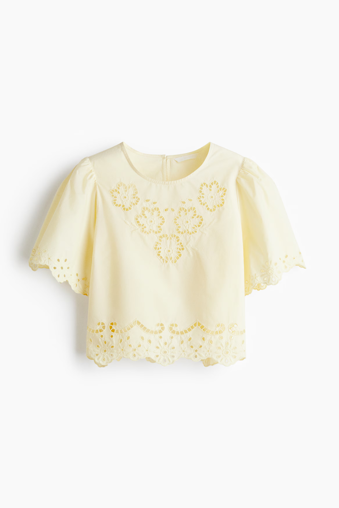 Bavlněný top s madeirou, H&M, 739 Kč