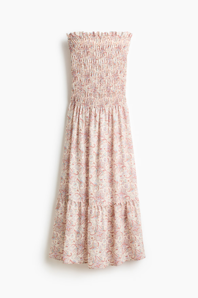 Šaty bez ramínek s žabkováním, H&M, 739 Kč