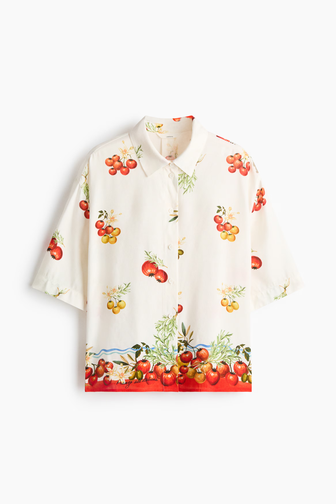 Oversize košile z lněné směsi, H&M, 739 Kč