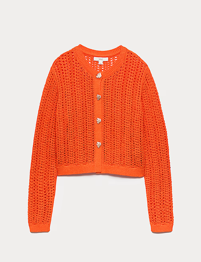 Kardigan s texturou úzkého střihu ze směsi bavlny, Marks&Spencer, 1499 Kč