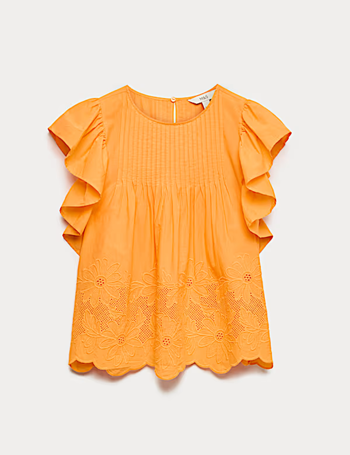 Vyšívaný top z čisté bavlny se sámky, Marks&Spencer, 1199 Kč