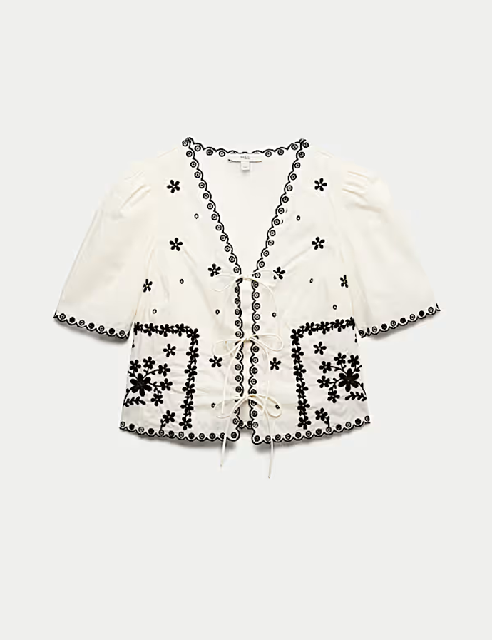 Top s výšivkou z čisté bavlny, Marks&Spencer, 1399 Kč