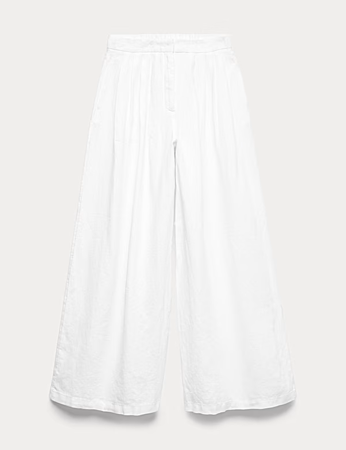 Kalhoty z čistého lnu se širokými nohavicemi, Marks&Spencer, 1499 Kč