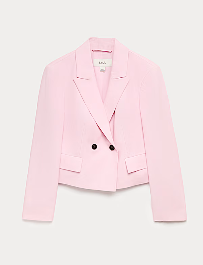 Dvouřadý blejzr volného střihu s obsahem lnu, Marks&Spencer, 2399 Kč