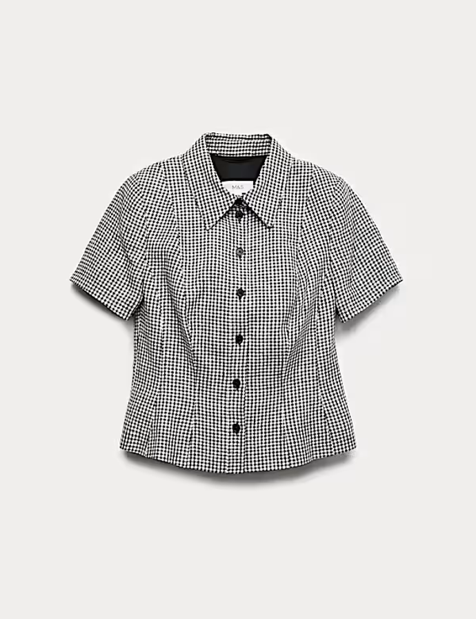 Projmutá károvaná košilé z čistého lnu, Marks&Spencer, 1999 Kč