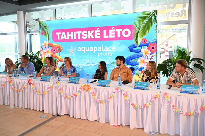 Tisková konference k otevření letní sezóny Aquapalace Praha. 