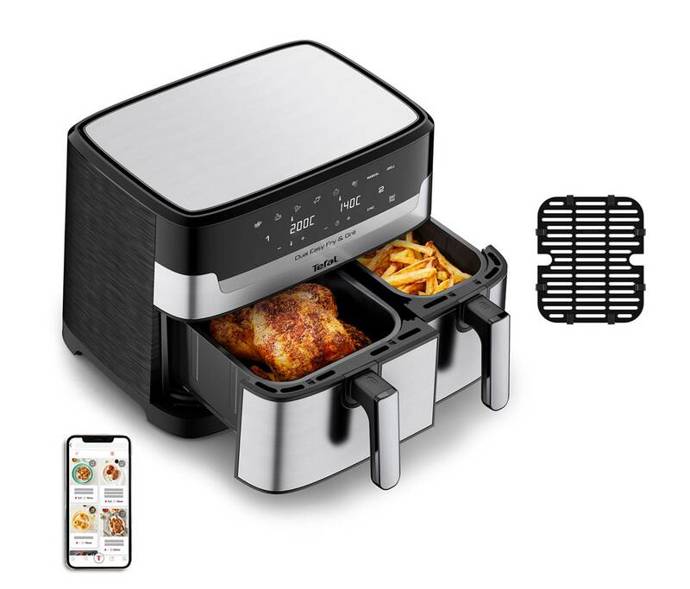 Fritéza horkovzdušná Tefal EY905D10 Dual Easy Fry & Grill 5,2 l + 3,1 l, Datart, 3 990 Kč