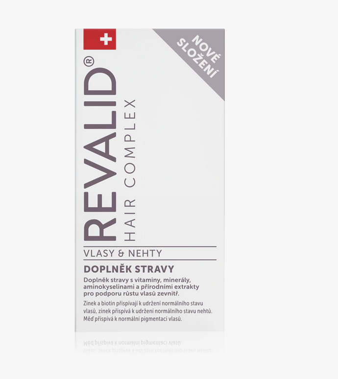 Podpořte zdraví vlasů zevnitř a dopřejte jim výživu, kterou opravdu potřebují. Doplněk stravy Revalid Hair Complex Vlasy a Nehty obsahuje aminokyseliny DL-methionin a L-cystin, které jsou důležité pro tvorbu keratinu, který tvoří až 90 % vlasu. Složení s obsahem vitaminů a minerálů podporuje zdravý růst vlasů i nehtů a při pravidelném používání se můžete těšit na zdravé a lesklé kadeře a pevné nehty. 1155 Kč Podpořte zdraví vlasů zevnitř a dopřejte jim výživu, kterou opravdu potřebují. Doplněk stravy Revalid Hair Complex Vlasy a Nehty obsahuje aminokyseliny DL-methionin a L-cystin, které jsou důležité pro tvorbu keratinu, který tvoří až 90 % vlasu. Složení s obsahem vitaminů a minerálů podporuje zdravý růst vlasů i nehtů a při pravidelném používání se můžete těšit na zdravé a lesklé kadeře a pevné nehty. 1155 Kč