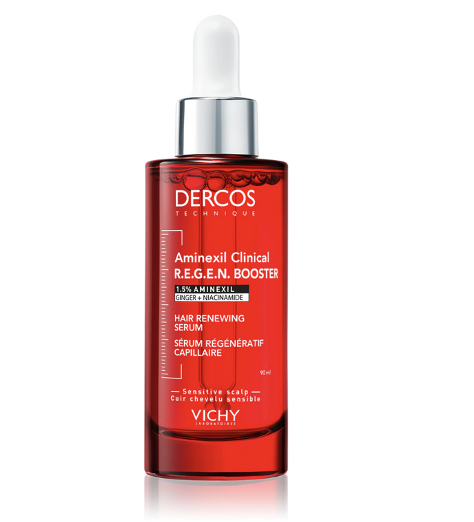 Vlasové sérum proti padání vlasů Vichy Dercos Aminexil Clinical R.E.G.E.N. Booster je intenzivní péče navržená pro oslabené a jemné vlasy. Díky pokročilému složení s aminexilem, antioxidanty a kofeinem pomáhá stimulovat vlasovou pokožku, podporuje ukotvení vlasu a chrání jej před vnějšími vlivy. Každodenním používáním získají vlasy viditelně větší hustotu, sílu a zdravý lesk. 1215 Kč Vlasové sérum proti padání vlasů Vichy Dercos Aminexil Clinical R.E.G.E.N. Booster je intenzivní péče navržená pro oslabené a jemné vlasy. Díky pokročilému složení s aminexilem, antioxidanty a kofeinem pomáhá stimulovat vlasovou pokožku, podporuje ukotvení vlasu a chrání jej před vnějšími vlivy. Každodenním používáním získají vlasy viditelně větší hustotu, sílu a zdravý lesk. 1215 Kč