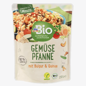 Jemný bulgur v kombinaci s mrkví, cuketou, sladkými bramborami a čočkou spolu s aromatickým kořením a bylinkami, 65 Kč